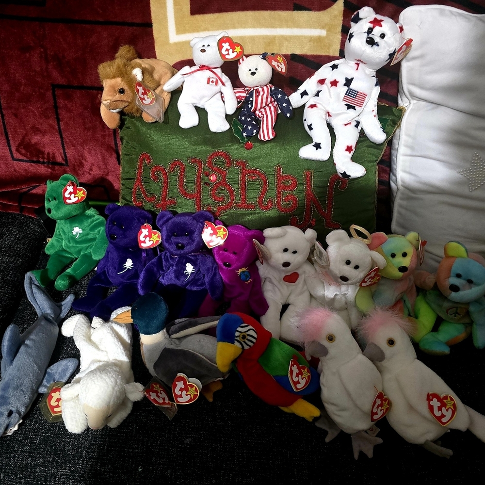 Ty Stuffed Animals - White, Purple, Green, Blue Collection